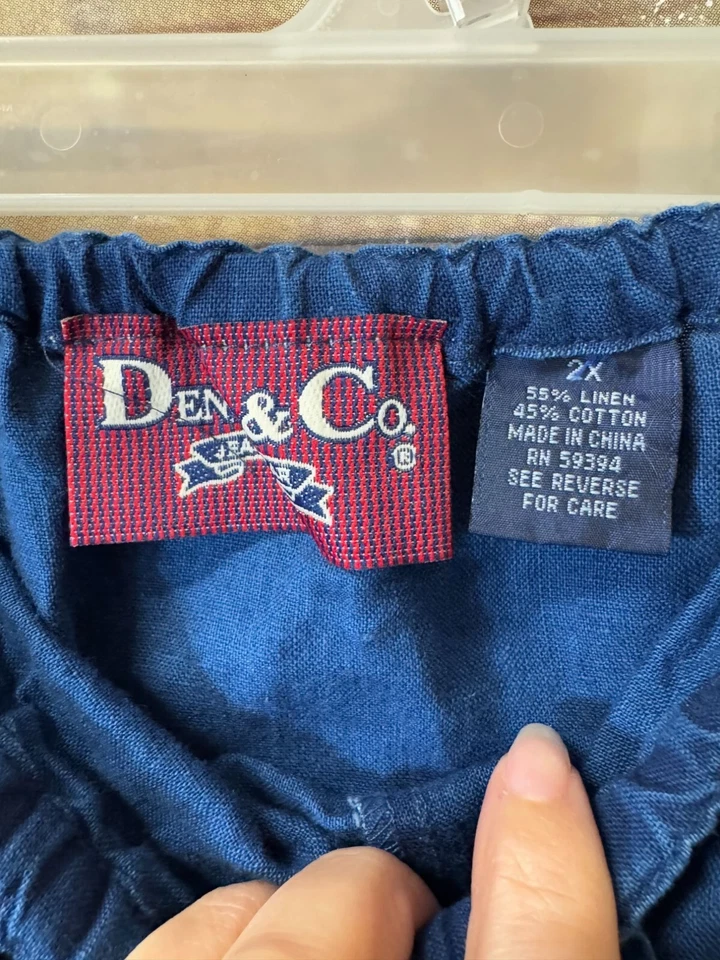 Conjunto de Camisa e Calça Denim & Co Mescla de Linho 2X Azul Tingido Índigo Novo com etiquetas - Imagem 4 de 4