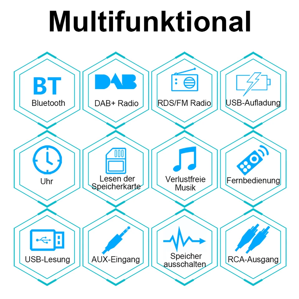 1-DIN MP3-Autoradio DAB USB AUX-IN inkl. DAB-Antenne Bluetooth 5.0+Fernbedienung - Bild 3 von 4