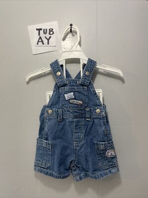 Faded Glory Baby Blue Denim Overall Shorts baby size 3-6 months