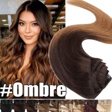  Ombre CLEARANCE 100 Human Hair Extensions Clip In Remy Hair Full Head Caramel