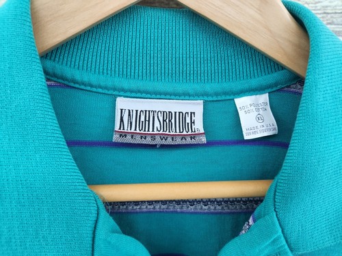 Camisa Polo KNIGHTSBRIDGE DELGADA 50/50 Vintage Años 80 Golf Rayas Adulto Talla XL EE. UU. - Imagen 7 de 7