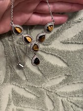South African Tiger’s Eye Necklace 18” In Stainless Steel