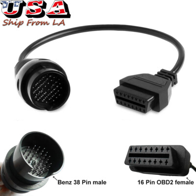OBD2 38 to 16 Pin Adaptor Diagnostic Lead Scanner Cable For Mercedes Benz