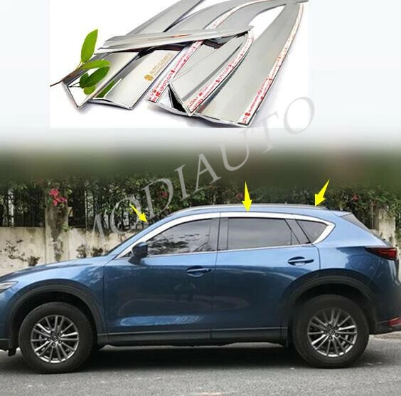 Para Mazda CX-5 CX5 2017-2023 2024 2025 Visera Ventana Lluvia Deflector Solar Cromo Foto 4 de 4