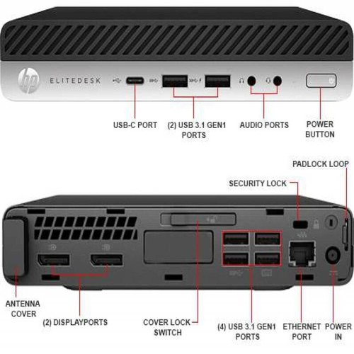 HP 800 G3 Mini Desktop PC - i5 7th 16GB DDR4 RAM 256GB NVMe + 1TB HDD - W11 Pro - Afbeelding 4 van 8