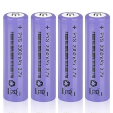 4PCS 3.7V 3000mAh Rechargeable Batteries High Capacity Li-ion with top Batteries