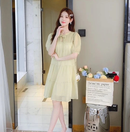 女士时尚袖口短袖连衣裙 2024 时尚女士派对沙滩裙 - 第 3 张/共 9 张