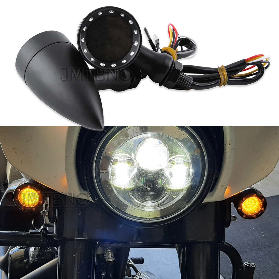 For Kawasaki Vulcan S 650 900 1500 Motorcycle LED Bullet Turn Signal Brake Light - Image 4 of 4