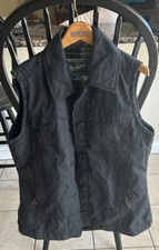 Woolrich Down Fill Black Vest Womens Size Medium Full Zip Plaid Lined