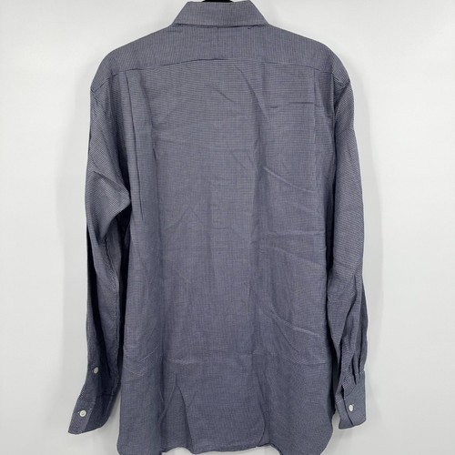 Polo Ralph Lauren Button Up Shirt Mens Large Blue White Houndstooth Classic Fit - Picture 3 of 11