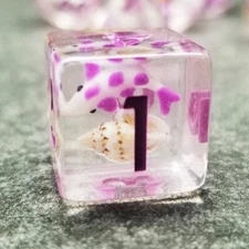 Sage's Familiars- Purple Fish and Sea Shell Familiar Resin Polyhedral Dice Set