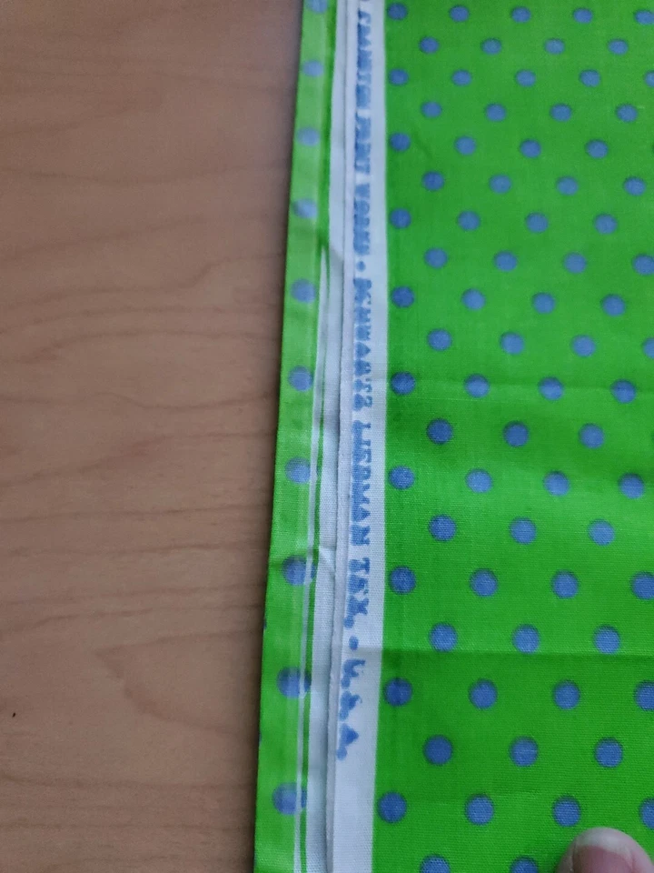 Vintage Sewing Fabric Cranston Polka Dot Lime & Purple 2/3yd 25x60" Cotton USA - Image 2 of 4