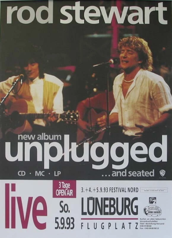 Rod Stewart Ron Wood Lüneburg 1993 Rare Original Tourposter Faces Rolling Stones