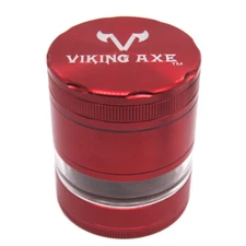 2.5" 63mm VIKING AXE Aluminum 4 Piece Grinder w/ 4 Layer Teeth Gift Box Red