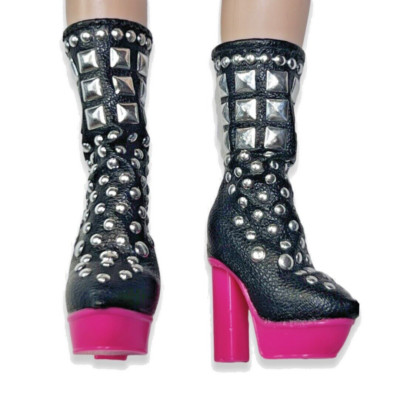 Rainbow Shadow High Neon VIsion Mara Pinkett Doll Outfit Shoes Black Stud Boots
