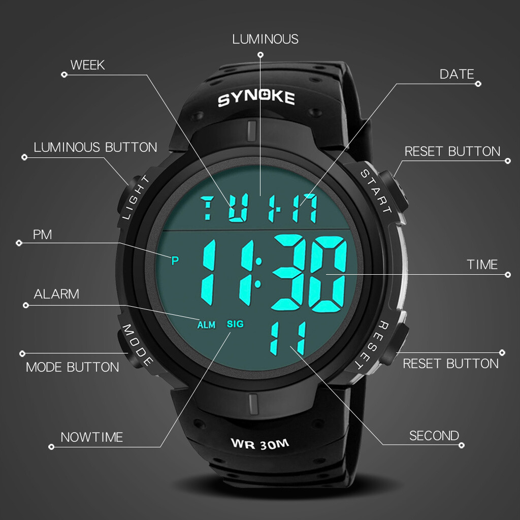 Digital Men Watch Waterproof Military Sports Wrist Watch LED Backlight Best  Gift