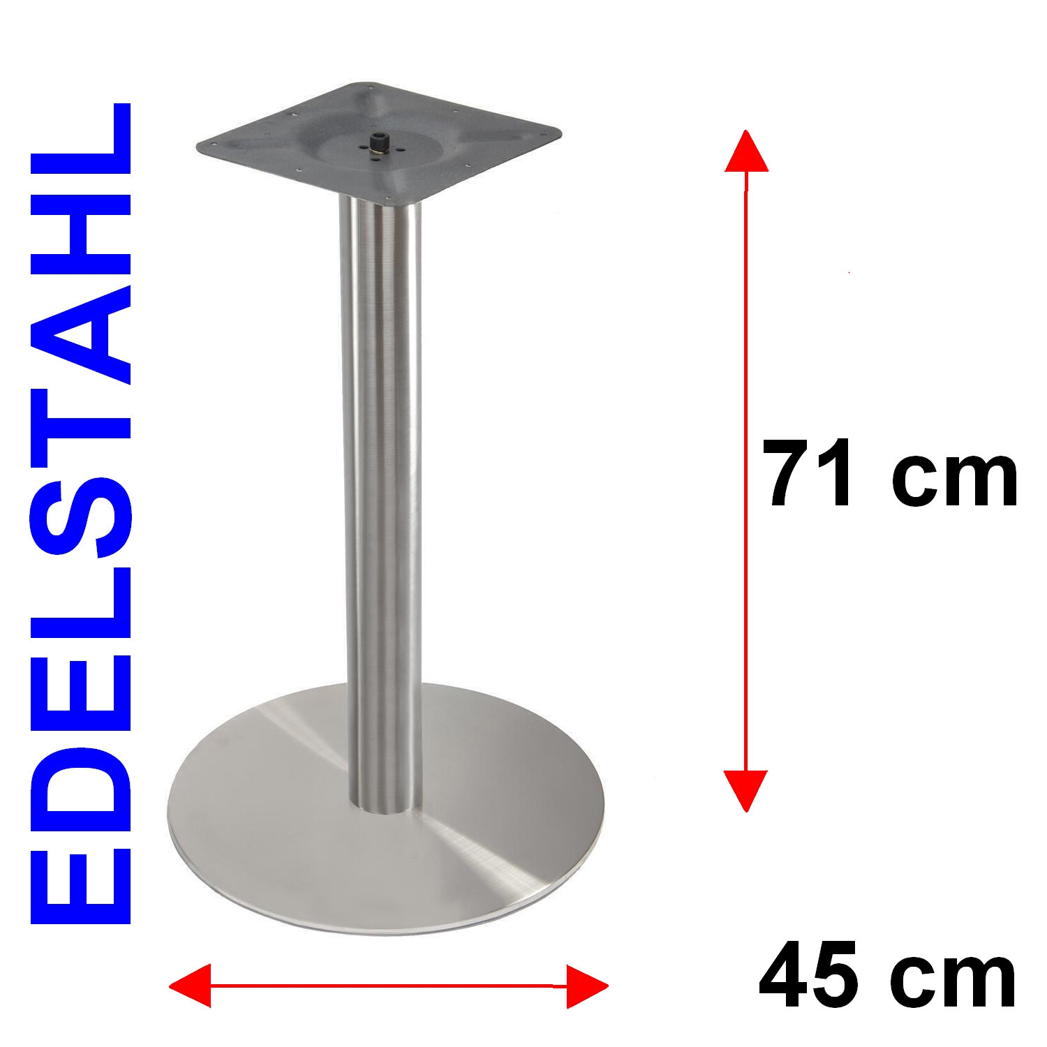 Robustes rundes Tischgestell Edelstahl 71 cm Tischbein Fuß Bistro Gastronomie