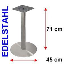 Robustes rundes Tischgestell Edelstahl 71 cm Tischbein Fuß Bistro Gastronomie