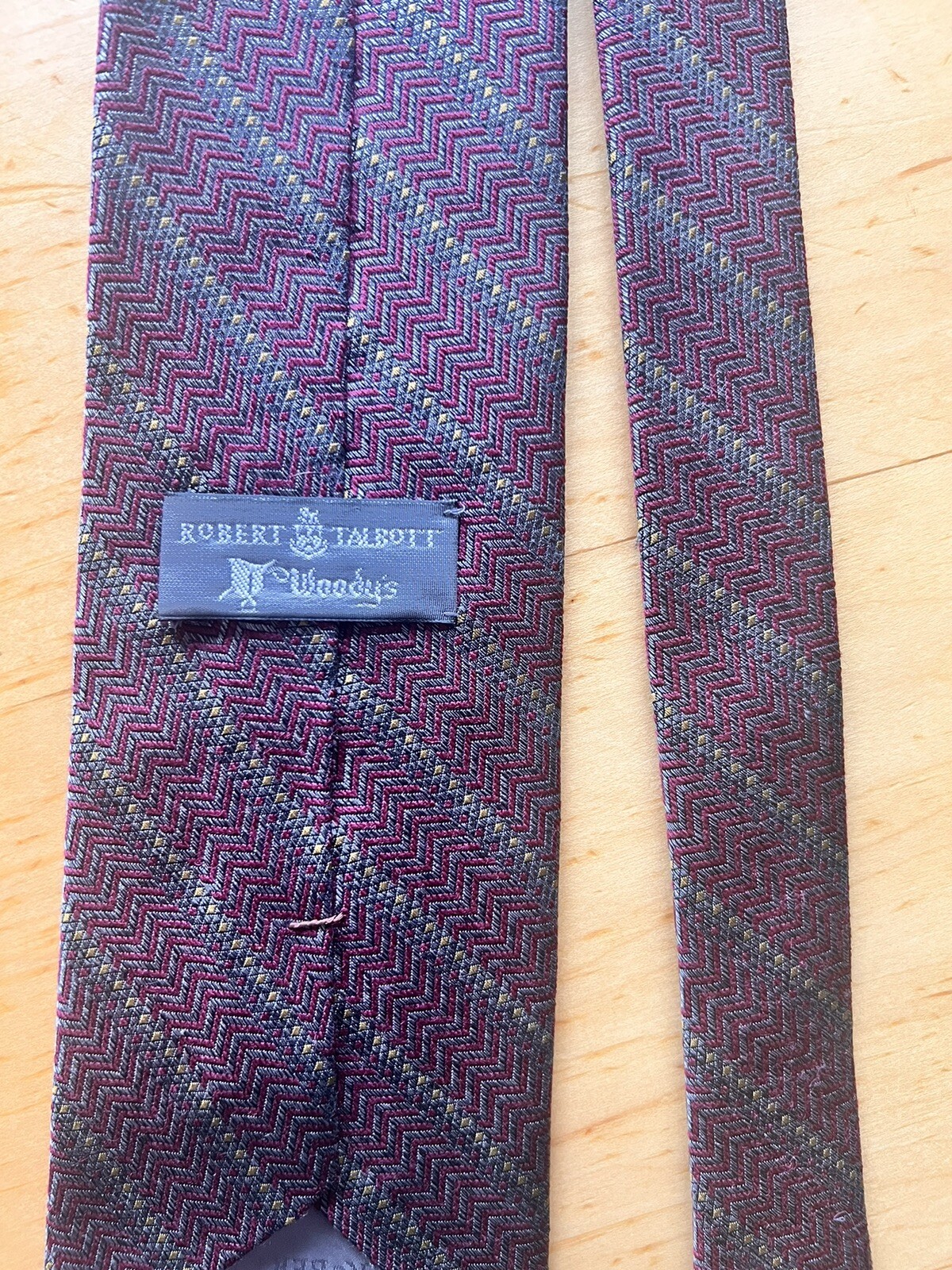 Robert Talbott Zig Zag Chevron Weave Red/Dark blu… - image 3