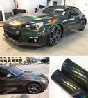 Black Grey Glossy Holographic Chrome Chameleon Rainbow Car Vinyl Wrap Sticker US