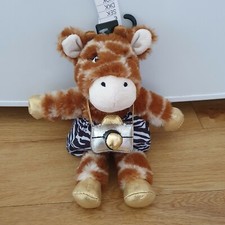 H&M Giraffe Soft Toy Plush Comforter Soother Wearing A Zebra Skirt And Camera 