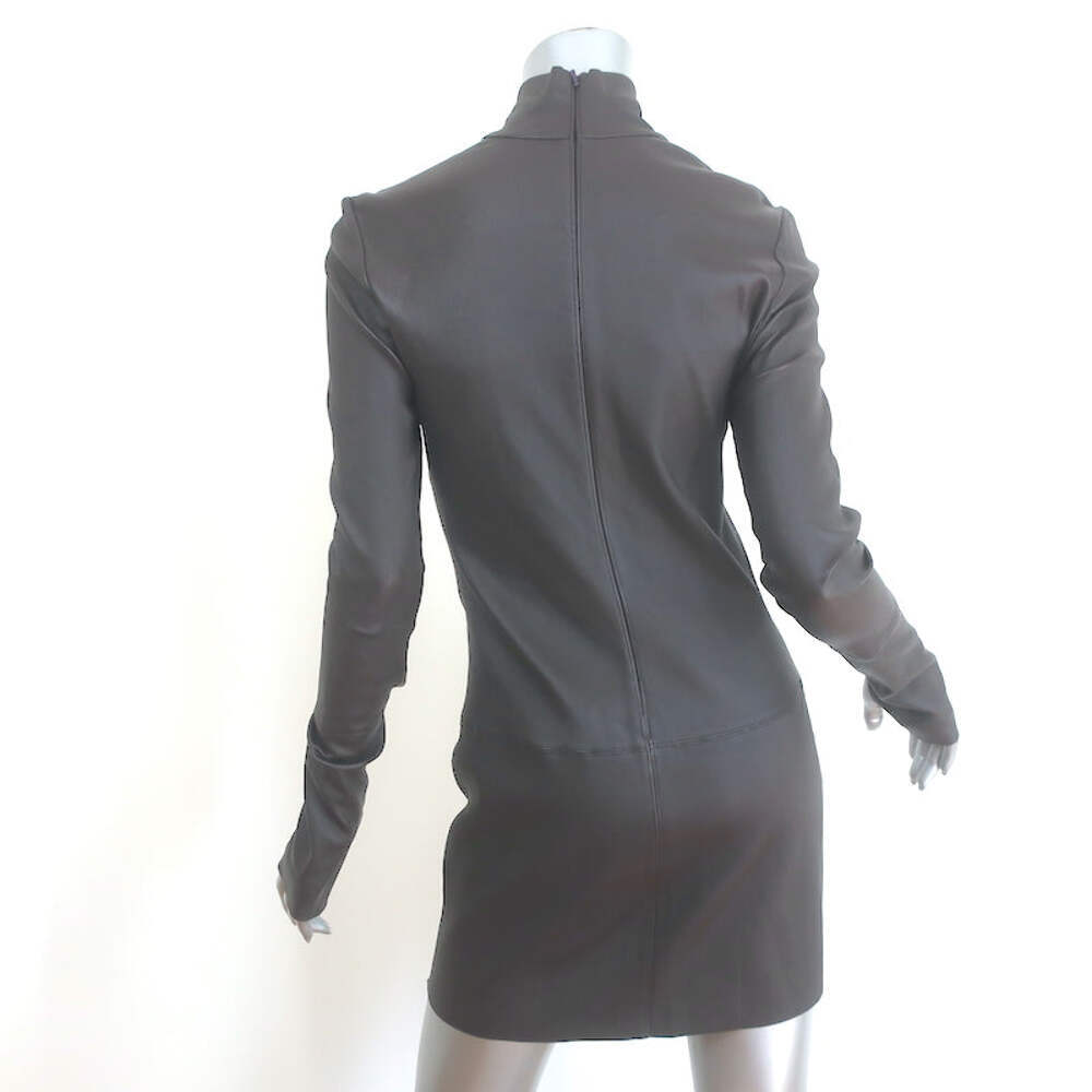 Helmut Lang Leather Turtleneck Mini Dress Dark Brown Size 6 | eBay