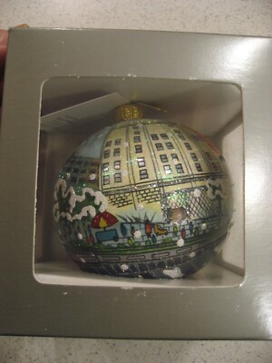 Michael Storrings Winter Walk on the High Line Christmas Ornament - Hand Painted