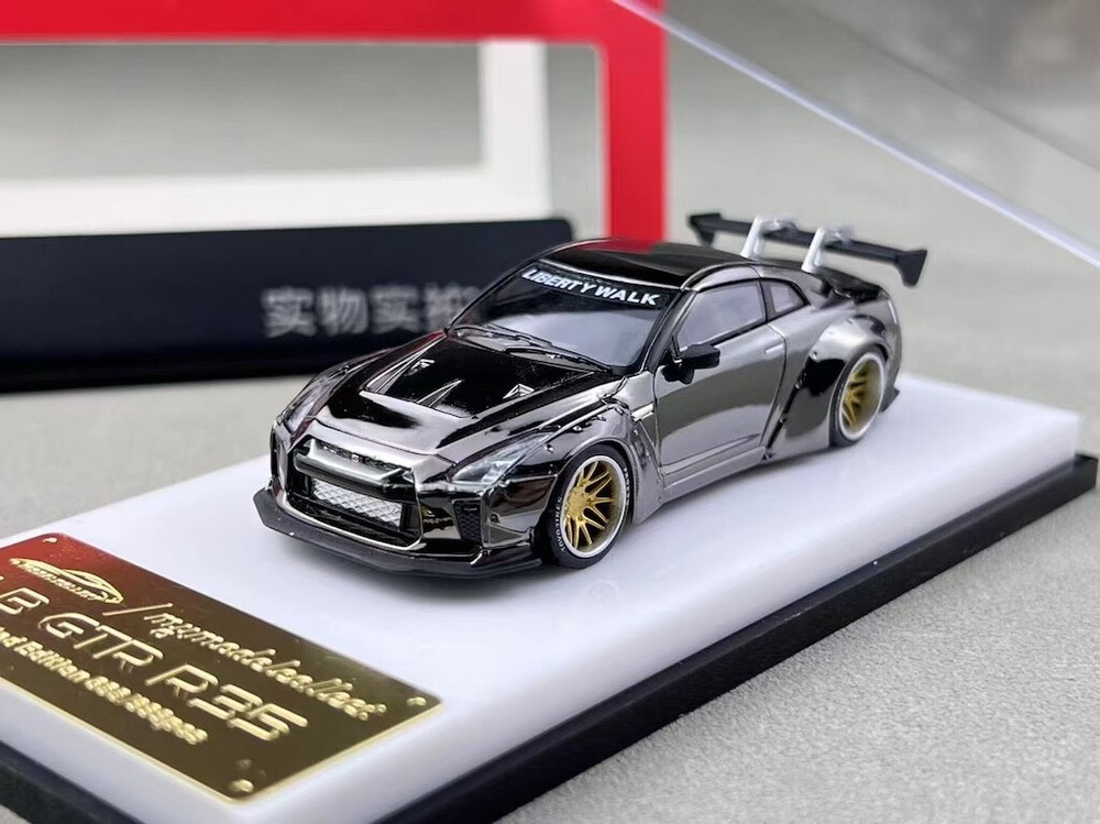 1:64 Gray Plated Nissan GT-R R35 Diecast Metal Model Race Car