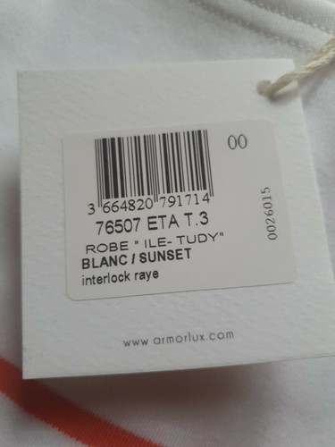 Armor Lux Heritage Femme Robe Ile Tudy Blanc/Sunset Cotton Size 3/Large BNWT - Picture 6 of 10