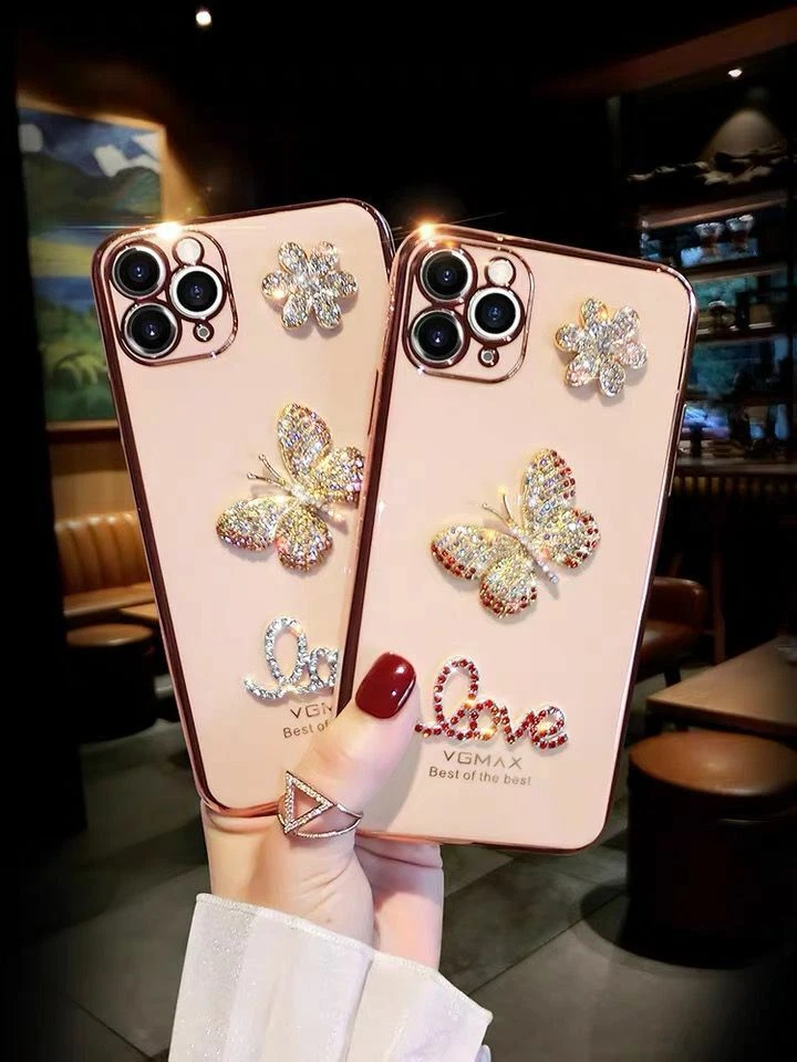 Funda para iPhone 16 15 14 13 12 Pro Max 11 Brillante Brillo Chapado en Diamante Foto 2 de 4