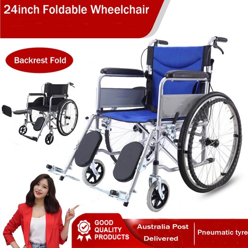 24" Foldable Wheelchair Elderly and Disabled Self Propelled Soft Mobility Aid - Picture 13 of 14