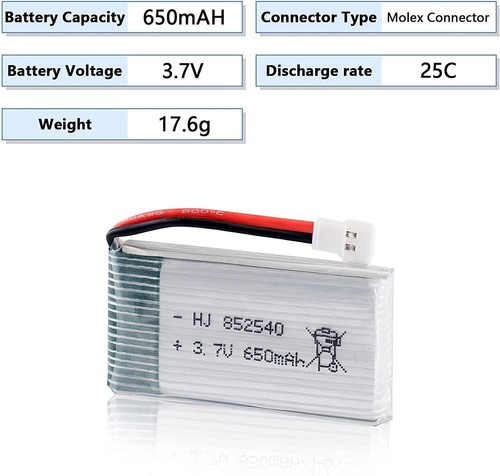 3.7V 650mAh LiPo Battery +USB Charger For RC Drone Syma X5 Serial UAV Drone - Picture 17 of 29