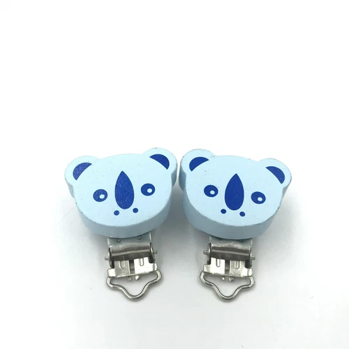3 Stück Baby Schnuller Clip Katze / Bär / Auto / Koala Holz Metall Halter Clip - Picture 12 of 21