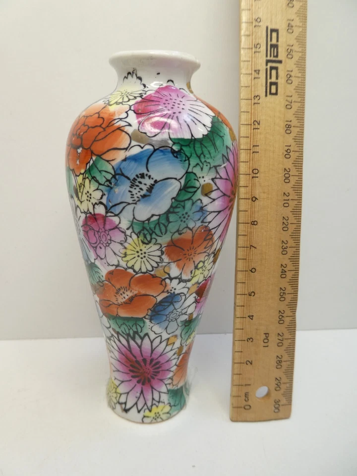 JAPANESE PORCELAIN POSY VASE HAND PAINTED FLOWERS FLORAL - image 4 of 4