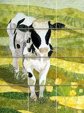 Accent Cow Village Farm Mural Ceramic Backsplash Tile 802