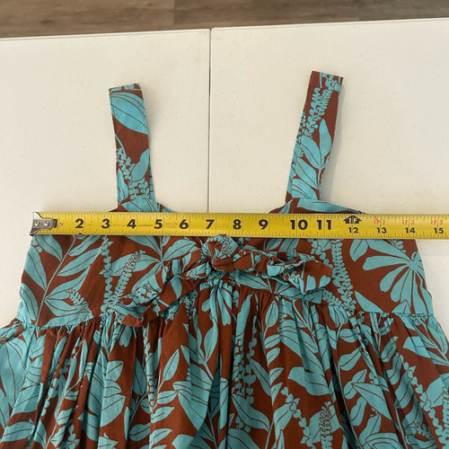 Janie and Jack Girls Dress 14 Brown Blue Floral Cotton Sleeveless Bow Hawaii - Picture 8 of 10