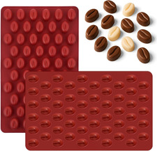 2 Pack Mini Coffee Bean Silicone Mold 55 Cavity Chocolate Candy Bakeware