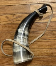 Vintage Hollow Cow Bull Blowing Horn Bugle 14-15", WORKS 