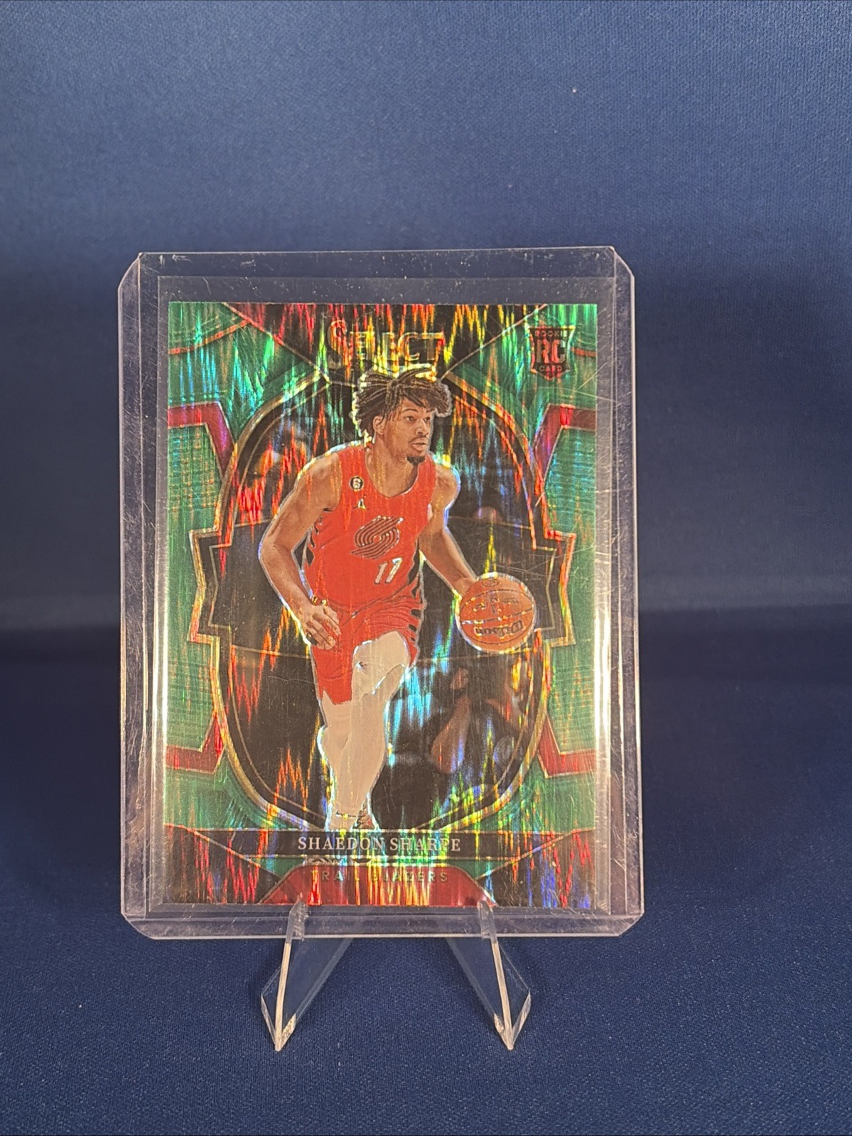 2022-23 Panini Select - Concourse Shaedon Sharpe #71 Green Shock Prizm (RC)