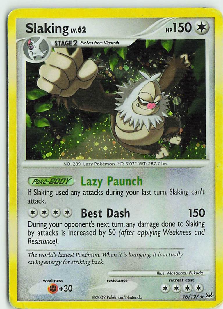 Slaking 16/127 Holo Rare Platinum Pokemon Heavily Played