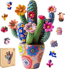 Christmas 200pc Wooden Puzzle Thick 5mm Cactus Art Gift Adults Teens Premium Box