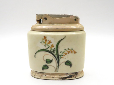 VINTAGE 1950S RONSON ''MINERVA'' CERAMIC TABLE LIGHTE HAND PAINTED FLORAL DESIGN**