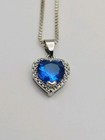 Sterling Silver 1.44ct Blue Tourmaline Heart CZ Halo Pendant Necklace 18" — photo 5