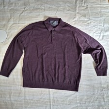 Raffi Extra Fine Merino Wool Collared Pullover Mens Plum Sweater Size XXL EUC
