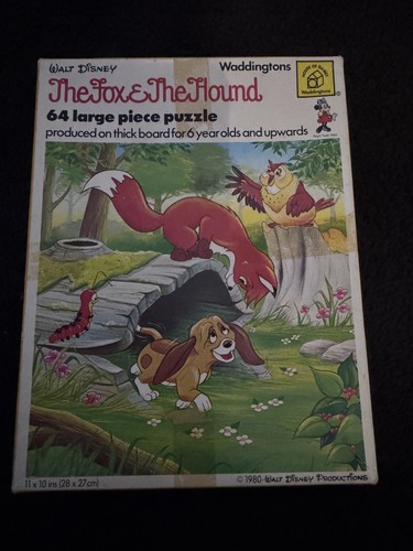 Vintage Waddingtons Disney Fantasy fox & the hound 64 Piece Jigsaw Puzzle 1980s - Picture 2 of 4