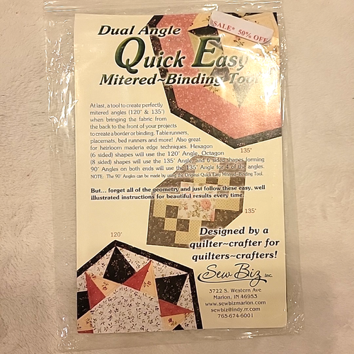 Sew Biz Quick Easy Dual Angle Mitered Binding Tool Quilting Ruler ...