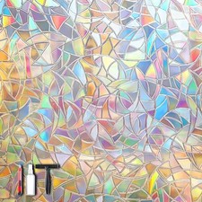 Rainbow 3D Window Privacy Stickers - Static Cling No Glue Film with Installat...