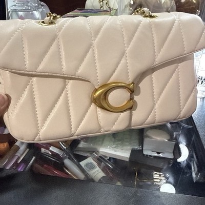 Coach White Tabby Shoulder Bag Gold Chain Strap w/ Dust Bag