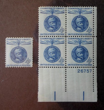 1960 Baron Gustaf - Cat # 1165 Plate Block and Single 4c Stamps MNH OG
