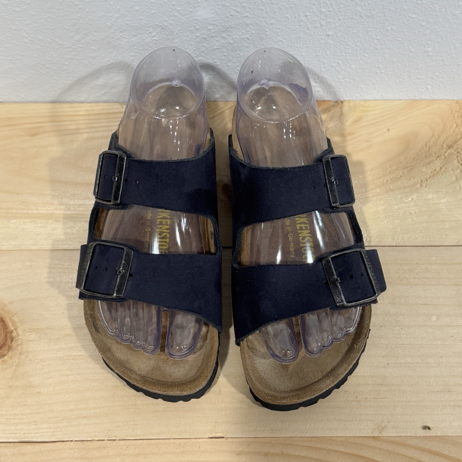 RARE NIB Birkenstock Arizona Double Strap Navy  Nubuck Sandals Sz 37 L6 M4 W/Box image 4